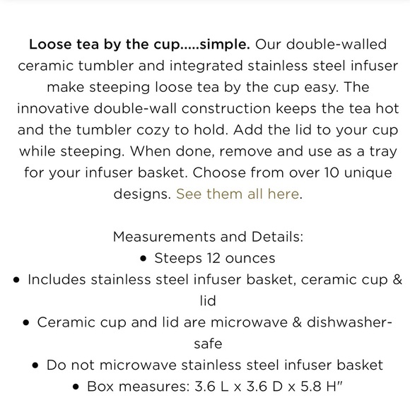 Tea Forté - Cherry Blossom Steeping Cup w/ Infuser - NWOT - Picture 13 of 13